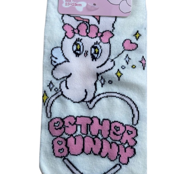 Esther Bunny White Graphic Socks Size 23- 25 cm New with Tag - Picture 2 of 6